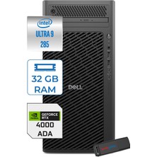 Dell Pro Max Tower T2 Intel Core Ultra 9 285 5.6 Ghz 32GB Ddr5 512GB SSD Windows 11 Pro Nvidia Rtx A4000 Ada 20GB Gddr7 Iş Istasyonu FCT22502854000P01 + Zetta Flash Bellek