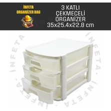 İnfeta 3 Katlı Plastik Çekmeceli Çok Amaçlı Düzenleyici Organizer Malzeme Kutusu Takı Hobi Takım Çantası