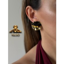 Katlı Çiçek  Kumaş Detaylı Küpe