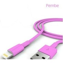Practika Iphone Şarj Data Kablosu 100 cm Pembe Taşınabilir USB Kablo