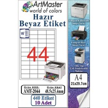 ArtMaster A4 Hazır Beyaz Etiket 48.5X25.4MM 10 Sayfa 1 Paket 44 Lü Yapışkanlı Fotokopi Lazer Inkjet Kağıdı Yazıcılar Için Uyumlu