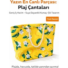 Suyuti Fermuarlı Içi Astarlı Portakal Desen Büyük Boy Plaj Çantası 67023