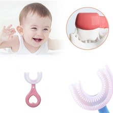 Practika Silikon Çocuk Fırçası U Şekli 2-6 Yaş Pembe Ağız Bakımı Temizleyici