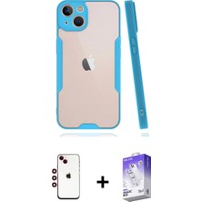 Marsilyan™- iPhone 14 Kılıf Atlas Asil Serisi - Siyah Bilvis 5in1 3D Magic Cam Ekran Koruyucu + Kırmızı Shine Kamera Lens