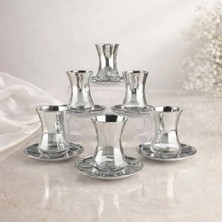 rova tr Simge Serisi Cam Titanyum Kaplama 6 Kişilik Çay Bardağı Seti - Modern Şık Çeyizlik Set