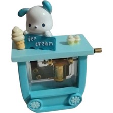 Famemus Accessory Cinnamoroll Pompompurin Kuromi Sevimli Dondurma Arabası Müzik Kutusu (Mavi)