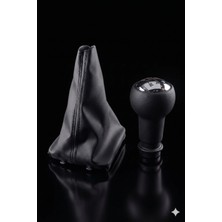 OtoPusula Peugeot 206 Uyumlu Vites Topuzu ve Körük Seti 5 Ileri Siyah Krom Kapak