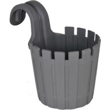 Sönmez Balkon Saksı Kendinden Askılı, Tekli, Truva, 1.5l, 15.5X20.5 cm, Gri
