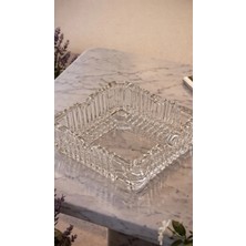 Abnturk Kristal Kesim Cam Küllük - Kare Tasarım Lüks Dekoratif Kül Tablası (10X10X4)