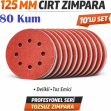 Venoa 125 mm Cırt Zımpara Kağıdı 10 Adet – 8 Delikli Disk, Ahşap & Metal Uyumlu - 80 Kum