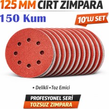 Venoa 125 mm Cırt Zımpara Kağıdı 10 Adet – 8 Delikli Disk, Ahşap & Metal Uyumlu - 150 Kum