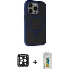 Marsilyan™- iPhone 15 Pro Max Kılıf Ahenk Yansıma Özel Seri - Siyah Polymer Nano Ekran Koruyucu + Siyah Pvd Metal Kamera Lens