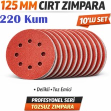 Venoa 125 mm Cırt Zımpara Kağıdı 10 Adet – 8 Delikli Disk, Ahşap & Metal Uyumlu - 220 Kum