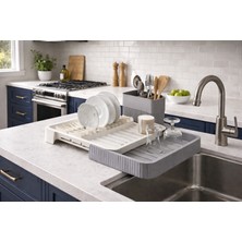 Kazen Home Kazen Açılır Kapanır Sürgülü Su Tahliyeli Tabaklık Bulaşıklık Bulaşık Sepeti Bulaşık Kurutma / Gri