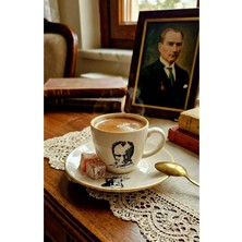 Areste Atatürk Figürlü Tabaklı Kahve Fincanı 2 Li Takim