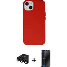 Marsilyan™- iPhone 15 Pro Kılıf Ahenk Serisi - Siyah 3D Antistatik Hayalet Cam Ekran Koruyucu + Siyah Raze Metal Kamera Lens