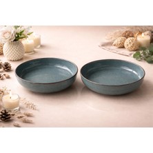 Areste Porselen Yuvarlak Tabak 20 cm Lacivert /tarçın