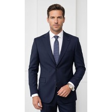 Plus Scorpion CK125 Erkek Blazer Ceket Twill Puntolu Kırlangıç Yaka 2 Düğmeli Çift Yırtmaçlı Slim Fit