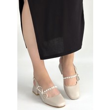 Erbilden Ceyda Bej Cilt Topuklu Ayakkabı