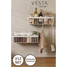 Vesta Concept Kendinden Yapışkanlı 2'li Mutfak ve Banyo Organizeri - 2 Adet Çok Amaçlı Raf Seti