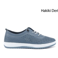 Gönderi(r) Kadın Mavi  Bağcıklı Hakiki Deri Comfort Ayakkabı