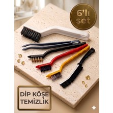 Tasarım Evi 6 Parça Dip Köşe Temizlik Fırça Seti - Derz Fırçası, Gider Cımbızı, Çok Amaçlı - Ince Fırça