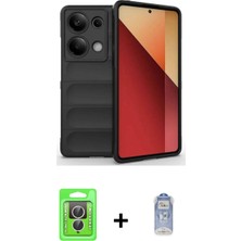 Marsilyan™- Redmi Note 13 Pro 4g Kılıf Atlas Koleksiyonu - Siyah Joko Magic 5d Cam + Gümüş Raze Metal Kamera Lens