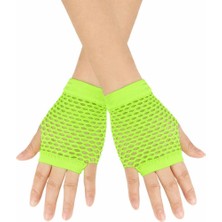 Nemere 80’ler 90’lar Retro Neon Yeşil File Parmaksız Kısa Eldiven 11 cm