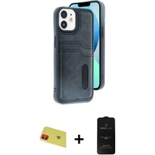 Marsilyan™- iPhone 11 Kılıf Yörünge Işık Serisi - Siyah 6d Antistatik Mat Seramik Hayalet Nano Ekran Koruyucu + Kırmızı Rainbow Kamera Lens Koruma Cam