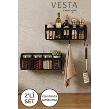Vesta Concept Kendinden Yapışkanlı 2'li Mutfak ve Banyo Organizeri - 2 Adet Çok Amaçlı Raf Seti