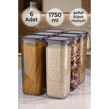 Vesta Concept 6'lı Büyük Boy Kare Erzak Saklama Kabı ve Baharat Takımı Seti - 1750 ml - Mutfak Düzenleyici Set
