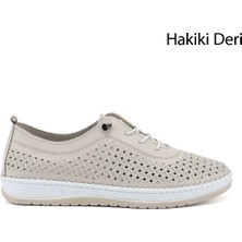 Gönderi(r) Kadın Bej  Bağcıklı Hakiki Deri Comfort Ayakkabı