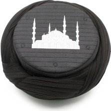 Sarıkhane Cami Sarığı – Siyah Kumaş – Siyah Takke – Çapraz Sarım – Cami Nakışlı – 7 Metre