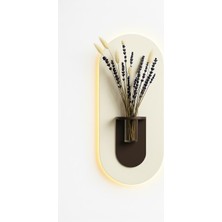 Serengeti Tasarım Ürünleri Gardenya Ahşap Pilli Ledli Iskandinav Tarzı Salon Duvar Rafı Modern Çiçeklik 26 x 65 cm