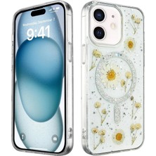 Popüler Sepet iPhone 12 Kılıf Daisy Simli Magsafe Kapak - Gümüş