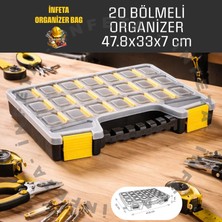 İnfeta 20 Bölmeli Şeffaf Kapaklı , Düzenleyici Organizer Malzeme Kutusu Hobi El Aleti Çivi Vida Çantası