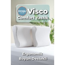 Doqu Home Visco Comfort Yastık - 51X42+13 cm - Ergonomik Boyun Destekli - Beyaz