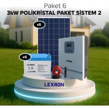 Lexron Hsa Elektronik | 3kw Polikristal Solar Paket Sistem 2 | Bağ Evi Için Güneş Enerjili Çözüm