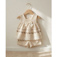 Eylo Bebe Kurdeleli Dantel Detaylı Kız Bebek Takim