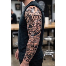 BP Tattoo Kurukafa, Gül ve Kanatlı Saat Temalı Geleneksel Geçici Kol Dövmesi