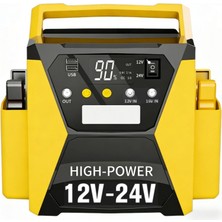Bagajon Castu Araba Kamyonet Tır Akü Takviye Cihazı | 12/24 Volt Çift Voltajlı 98.000 Mah Powerbank Dijital Gösterge