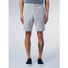 North Sails Regular Fit Çizgili %100 Pamuk Seersucker Chino Şort