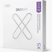 D'addario XSAPB1152-3P Fosfor Bronz Akustik Gitar Tel Seti (3'lü Avantaj Paketi) | 11-52 Custom Light Kalınlık, Xs Kaplamalı, Uzun Ömürlü