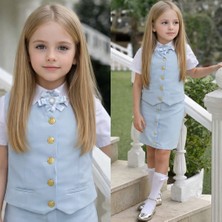 Burçak Butik Kız Çocuk Gömlek / Ceket / Etek / Alt Üst 3 Parça Takım - Bayramlık (Broş Hediye)