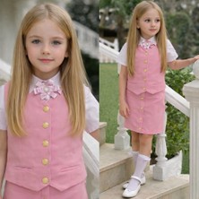 Burçak Butik Kız Çocuk Gömlek / Ceket / Etek / Alt Üst 3 Parça Takım - Bayramlık (Broş Hediye)