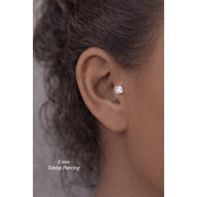 Sacce Scarves & Accessories Arkası Düz Çelik Tektaş Tragus Piercing Helix Lob Kıkırdak