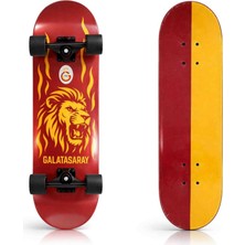 Lisanslı Galatasaray 78 cm Işıklı Kaykay Silikon Teker Ahşap Yapı Kutulu Skateboard