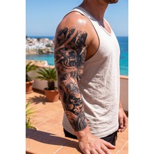 BP Tattoo Vahşi Kurt, Aslan ve Spartalı Savaşçı Temalı Epik Geçici Kol Dövmesi