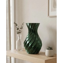 Moresun Buğz 3D Spiral Yeşil Vazo Modern Tasarım Dekoratif Ev ve Ofis Aksesuarı