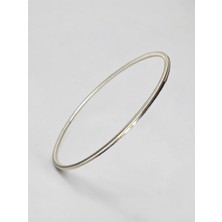 Lunel Silver 925 Ayar Gümüş 2mm Klasik Ajda Bilezik - 6.4 cm Iç Çap (Gram Görselde)
